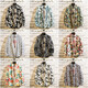 Nyckjk Frühling kleines Blumendruck-Shirt Herren Langhülle Casual Trendy Marke reines Baumwollmuster Shirt Stylish Schwarz-Weiß-Jacke Top 1049 Nr. 1049 Nr. 1 M Lose Version 105-120jin [Jin gleich 0,5 kg] tragen