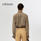 Edition Gao Yuanyuan's same style 2025 winter new elite wardrobe series retro plaid wool shirt khaki plaid S