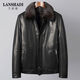 Lanshadi genuine leather jacket for men with first layer goatskin lapel Haining business men's short mink liner leather jacket brown L L