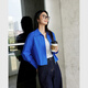Fanciman long-sleeved lapel shirt women's autumn new high-end shirt pure cotton top Klein blue S