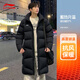 Li Ning (LI-NING) thickened cotton clothing for men and women, medium-length new over-the-knee cotton clothing, winter windproof and warm jacket, slim hooded cotton coat, black (thick version - armband with large LOGO) 2XL (185)