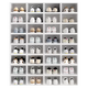 Yusenyi Thickened Shoe Box Flip Shoe Storage Folding Storage Box Drawer-Type Transparent Shoe Cabinet Plastic Shoe Rack Space-Saving Artifact (Upgraded Medium Size) 44 Size Men's Transparent White Frame Total 12 (Independent Back Cover, Stacking is More Stable