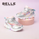 Belle Children's Shoes 25 New Winter Girls Mermaid Flashing Shoes Sweet Velvet Warm Casual Sports Shoes Pink 26