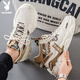 Playboy (PLAYBOY) dad shoes men's shoes 2025 autumn and winter casual shoes men's thick-soled high-top fashion sneakers trendy beige 42