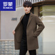 ROMON Cashmere Woolen Coat Men's Winter New Korean Style Medium-Length Casual Thick Wool Double-sided Woolen Suit Jacket Black + Removable Down Liner Thickened L