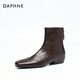 Daphne Short Boots Women's Low Heel Ankle Boots 2025 New Versatile Autumn British Style Autumn and Winter Women's Boots Brown 38 (240mm) Standard Size