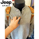 JEEP SPIRITcleanfit gray Henry collar knitted sweatshirt for men in autumn and winter American lazy style sweater Polo shirt with inner base light gray M