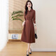 Ehangy Luxury High-End Brand Dress для женщин 2025 Осень Осень Новый драпированный темперамент Слим и высококачественная красивая юбка кирпич Red M