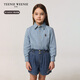 Teenie Weenie Kids 25 spring and summer new style long-sleeved denim shirt for boys and girls, denim color 90 cm