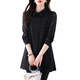 Zhufan long shirt for women to cover the buttocks with shark pants plus size women's fashionable belly-covering lace long sleeves for spring and autumn fat girls black L 90/100Jin Jin is equal to 0.5 kg