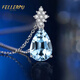 Feilepu Aquamarine Necklace for Women Platinum Water Drop Pendant Light Luxurious and High-Class Clavicle Chain Birthday Memorial Gift for Girlfriend Platinum Aquamarine Water Drop Necklace