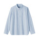 MUJI Women's Cotton Washed Oxford Button Collar Long Sleeve Shirt Saxony Blue L