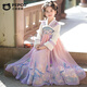 Piggy Banner (PEPCO) Girls Hanfu Winter Costume Dress Chinese Style Tang Suit Children's Velvet Skirt New Year's Eve Clothes Purple 130