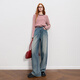 Sancai 2025 winter new one-piece velvet brushed jeans high-waisted wide-leg pants loose M