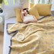 Yusenyi Class A cotton three-layer yarn multi-functional blanket quilt pure cotton summer quilt blanket air-conditioning quilt summer cooling quilt Cotton Lanhuayang Yellow Class A cotton three-layer yarn multi-functional blanket quilt 180x220cm single large quilt