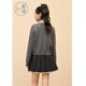 Zihan (ZIHAN) Zihan plaid shirt collar knitted cardigan A-line pleated skirt upper and lower two-piece suit for women 2025 winter new style Yuandai Gray XS