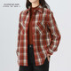 GIRDEAR Women's Top Fashion Classic Versatile Loose Casual Retro Plaid Long Sleeve Shirt Jacket 1400458 Red Brown Plaid Scottish Plaid S 2 Size