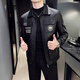 Zhumengyan (ZHUMENGYAN) leather jacket men's 2025 spring and autumn new military style pilot large size loose stand-up collar embroidered men's leather black counter high-end leather jacket M