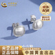 CHINA GOLD PT950 platinum sugar cube earrings for women, brushed geometric high-end Valentine's Day birthday gift for girlfriend and wife, platinum sugar cube earrings, one pair, about 2.8g