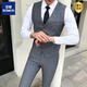 ROMON men's three-piece suit, tailored shirt, hairstylist plaid pants, Korean trendy suit suit, vest, male groomsman ao1909 light gray plaid vest 3XL 146 - 155Jin Jin is equal to 0.5 kg