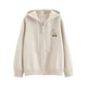 Suéter de cárdigan con capucha para mujeres 2025 Nuevo suéter gris suelto y otoño de la cremallera pequeña de la cremallera de la cremallera 1476 Khaki S [recomendado 80 Jin [Jin iguala 0.5 kg] -95 Jin [Jin iguala 0.5 kg]]]