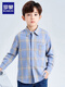 Romon Boys' Shirt Children's 100% Cotton Long Sleeve Plaid Top Spring and Autumn Thin Shirt Pure Cotton Casual Jacket Red Plaid 130 Recommended Weight 50-58Jin Jin is equal to 0.5 kg