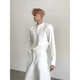 Xinghelai White Henley Collar Right Shoulder Heavy Long Sleeve T-Shirt Men's Handsome Bottoming Shirt Yuppi American Style White L 110-130Jin Jin is equal to 0.5 kg