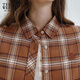 Teenie Weenie Bear Women's Shirt 2025 Autumn New Retro Plaid Fashionable Embroidered Long Sleeve Shirt