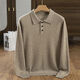 Ordos 100% cashmere men's wool sweater POLO autumn and winter cashmere sweater warm knitted sweater base sweater hemp gray 4XL