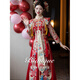 ROAR UTHAUG high-end show and clothing wedding dress 2025 new wedding dress Chinese style hall clothing small heavy industry wedding dress maternity cover belly red peony high-end soft velvet (no headgear) M