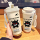 Sperre Schloss (Schloss/Schloss) [Empfohlen von der zentralen Mutter] Kreative Genggui Thermalbecher großer Kapazität Strohwasserbecher Tragbares Doppel -Trinkcafé -Cafer New BXAB13794 Ghost + mit Lanyard 316 Edelstahl