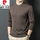 Pierre Cardin high-end brand wool-containing men's long-sleeved T-shirt 2025 spring and autumn new Henry collar casual sweater for men black M 170
