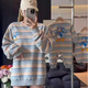 G.duck high-end parent-child clothing for a family of three autumn long-sleeved baby striped street fashion mother-child sweatshirt blue striped sweatshirt 80 baby romper 17--22Jin Jin is equal to 0.5 kg