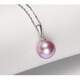 MHFDO pearl necklace romantic purple freshwater pearl pendant round bright light 14-15MM for girlfriend white beads 18K gold holder black beads silver holder 14-15mmx45cm