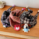 Children's scarf autumn and winter windproof and warm baby neck gaiter baby neck scarf new triangle scarf shawl blue and yellow plaid bear