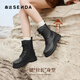 Senda Martin boots women's shopping mall same style cowhide mid-calf leather boots XEC01DZ4 black velvet lining 35