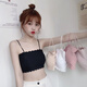 Woodpecker ice silk underwear for female students, Korean version for middle and high school students, anti-exposure tube top, thin bottoming camisole for girls, black + white S (65-85Jin Jin equals 0.5kg)