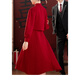 Spring Man (TANHUANGREN) Toast Wear Bridal Long Sleeve New Chinese Style Cheongsam Red Wedding Engagement Dress Little Man Home Clothes Burgundy M