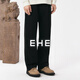 EHE men's texture thick velvet lightweight warm knitted elastic waist commuter straight pants men's 2025 autumn and winter new style black, M
