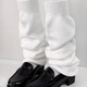 A cloud flat foot socks cover JK mid-length long bubble socks warm calf socks knitted leg covers white 1 pair M 70c