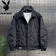Playboy (PLAYBOY) Winter 2025 New Thin Lapel Cotton Jacket Korean Style Slim Thick Top Casual Men's Cotton Jacket Black Thickened XL