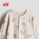 H&M 2026 new spring children's clothing for boys and girls printed one-piece pajamas 1200792 light beige/puppy 90cm 90/52 (1.5-2Y)