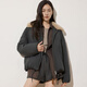OCHIRLY Xi Mengyao's same style detachable fur collar down jacket for women, popular spring and high-end, Smoke Gray S