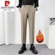Pierre Cardin Korean Style Small Suit Pants Men's Nine-Point Slim Straight Thickened Casual Pants Men's Drapey Autumn and Winter Velvet Suit Pants Knitted Dark Gray (Style) Velvet 31