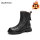 DAPHNE Daphne thick-soled short boots for women plus velvet warm cotton boots 2025 winter new British style versatile retro slim boots winter shoes black plus velvet heel height 4.5cm 38 (240mm) standard size