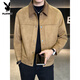 Playboy Suede Jacket Men's Autumn and Winter 2025 New Casual Gown Spliced Velvet Thickened Leather Jacket Men's Leather Jacket Gray Velvet L