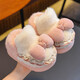 Winter children's cotton slippers for girls and princesses, non-slip EVA warm plus fluffy bow, small and medium-sized children's cotton slippers, upgraded version of environmentally friendly material pink (heel included) 12 28/29 size (inner length 17CM, no rear elastic band