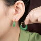 Little silversmith African green ice bottom floating flowers S925 silver earrings women's earrings new Chinese style retro green jade earrings girlfriend gift