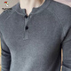 Woodpecker (TUCANO) 2025 new autumn henley collar men's yuppie sweater POLO bottoming shirt solid color thickened sweater trend gray L