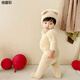 Bear Plush Onesie Baby Onesie Knitted Romper 2023 Autumn and Winter New Baby Cute Bear Outing Wear Long Sleeve Clothes Set 03 Brown Bear Onesie + Hat 90